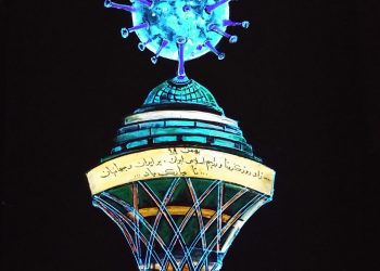 خمینی و کرونا به روی زمین – نقاشی و شعر از همایون کلانتر  